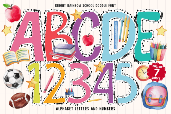 Download Bright Rainbow School Doodle - Bright Collection