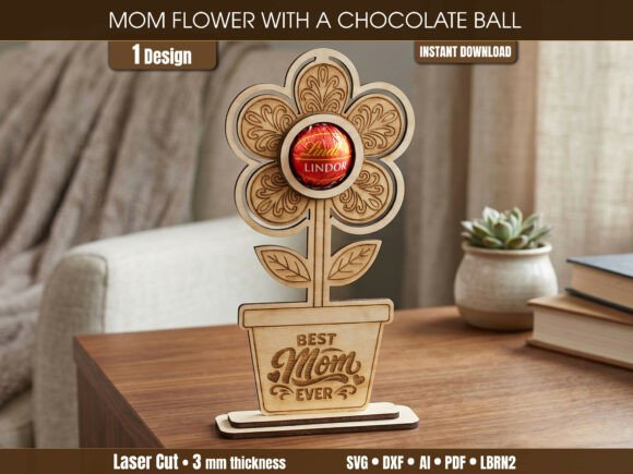 Download Mothers Day Chocolate Flower Holder SVG - Premium Resources